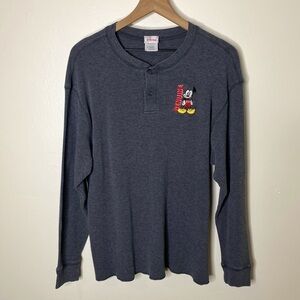 Disney Vintage Mickey Mouse Thermal Top Genuine Embroidered